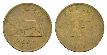 Руанда-Бурунди 1 франк 1961 KM 1 латунь 4679-545