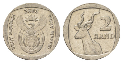 ЮАР 2 ранда 2003 KM 335 медь плакированная никелем UNC 4626-1247