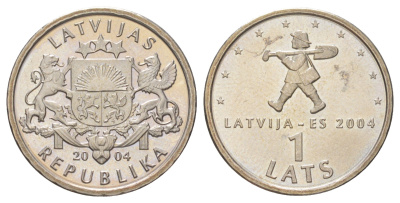Латвия 1 лат 2004 Мальчик с пальчик KM 61 медно-никель UNC 4617-668