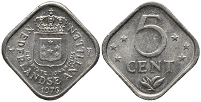 Нидерландские Антилы 5 центов 1976 Юлиана (1948-1980) KM 13 медно-никель 4576-1243