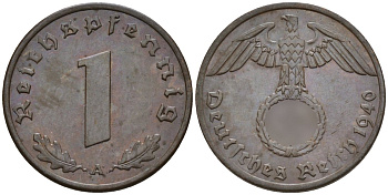 Германия 1 рейхспфенниг 1940 A KM 89, J. 361 бронза 4147-1232