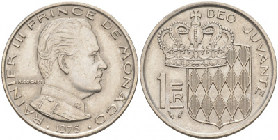 Монако 1 франк 1976 Ренье III (1949-2005) KM 140 никель 73-1224