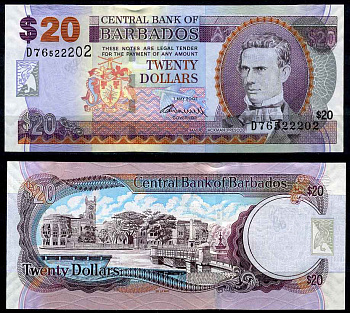 Барбадос 20 долларов 2007 Самуэль Джекман Прескод, подпись WORRELL Pick 69 b бумага UNC (пресс) 7202-6-3