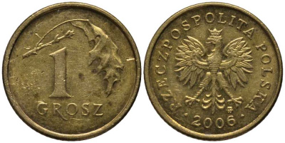 ПОЛЬША 1 ГРОШ 2006 MW KM 276 латунь 4392-153