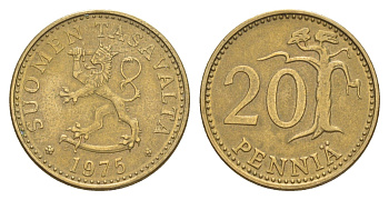 Финляндия 20 пенни 1975 KM 47 алюминиевая бронза 4648-421