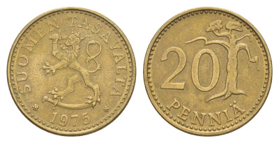 Финляндия 20 пенни 1975 KM 47 алюминиевая бронза 4648-421