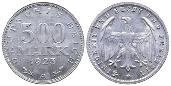 ГЕРМАНИЯ 500 МАРОК 1923 А KM 36, J. 305 алюминий 4380-611