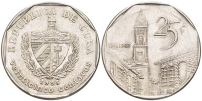Куба 25 сентаво 1998 площадь в Тринидаде KM 577.2 сталь плакированная никелем 4514-722
