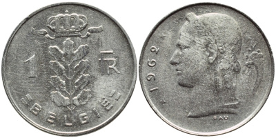БЕЛЬГИЯ 1 ФРАНК 1962 BELGIE KM 143.1 медно-никель 4388-617