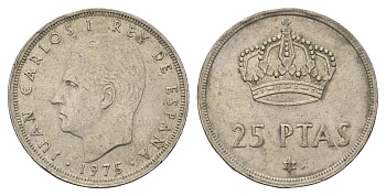 Испания 25 песет 1975 (78) Хуан Карлос I (1975-2014) KM 808 медно-никель 4707-411