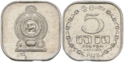 Шри-Ланка 5 центов 1978 KM 139a алюминий 4136-712