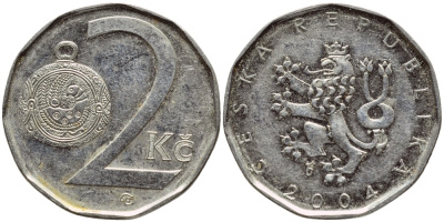 Чехия 2 кроны 2004 KM 9 сталь плакированная никелем 4397-356