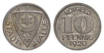 Галле 10 пфеннигов 1920 Funck 187.1, Men05 10324.1 железо 54-235