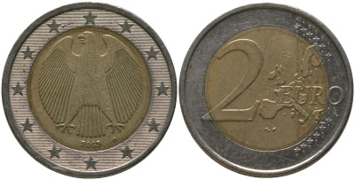 Германия 2 евро 2002 G KM 214 биметалл 4575-134
