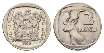 ЮАР 2 ранда 1989 KM 139 медь плакированная никелем UNC 4693-342