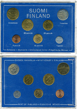 Финляндия набор из 7 монет 1974 официальный годовой набор, в пластиковой запайке KM MS2 (44a, 45-48, 49a, 53) UNC 1-6-4-41