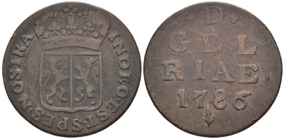 Гельдерланд (Gelderland), Нидерланды 1 дуит 1786 KM 105 медь 4525-922