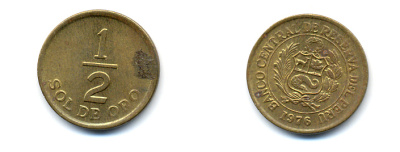 ПЕРУ 1/2 СОЛЯ 1976 KM 265 латунь 83-723