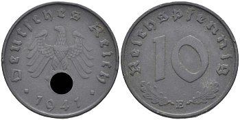 ГЕРМАНИЯ 10 РЕЙХСПФЕННИГОВ 1941 G KM 101, J. 371 цинк 4401-756