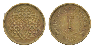 Гайана 1 цент 1967 Республика KM 31 никель латунь 4655-844