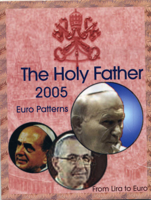 Ватикан набор из 8 монет 2005 1 евроцент-2 евро, европробники, в оригинальном буклете, Иоанн Павел II UNC 3-4-11-36