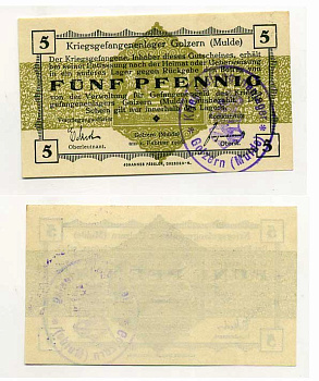 Германия 5 пфеннигов 1916 Голцерн (Мюльде), лагерь военнопленных C-3012 бумага UNC (пресс) 504-77-3-1