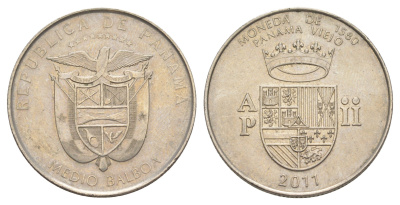 Панама 1/2 бальбоа (50 сентесимо) 2011 Панама-Вьехо - Валюта 1580 года KM 142 медь плакированная медно-никелем 4381-331