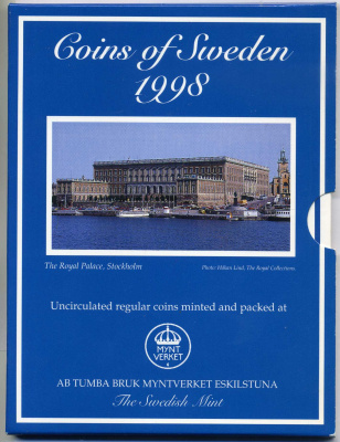 Швеция набор из 4 монет + медаль 1998 в оригинальном картонном буклете, Карл XVI Густав (1973- ) KM MS 91 UNC 4-4-1-36