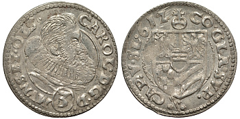 Силезия, Мюнстерберг, Олесница грошен (3 крейцера) 1612 Карл II серебро 413-922