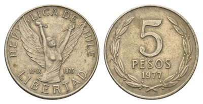 Чили 5 песо 1977 KM 209 медно-никель 4663-412
