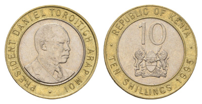 Кения 10 шиллингов 1995 Дэниэл арап Мои KM 27 биметалл 4675-152