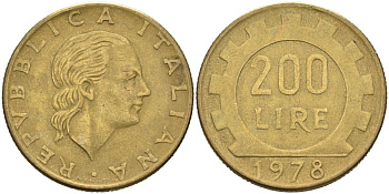 Италия 200 лир 1978 R, шестерня KM 105 алюминиевая бронза 4573-817