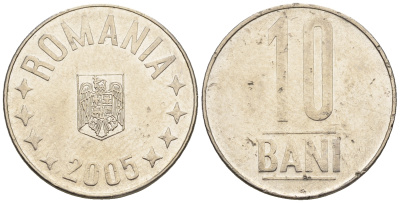 Румыния 10 бань (бани) 2005 KM 191 сталь плакированная никелем 85-343