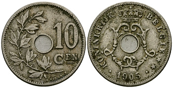 Бельгия 10 сантимов 1905 Belgie KM 53 медно-никель 4172-1221