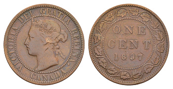 Канада 1 цент 1897 Виктория (1837-1901) KM 7 бронза 4637-132