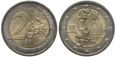 Португалия 2 евро 2012 Гимарайнш - европейская культурная столица KM 813 биметалл 176-1027