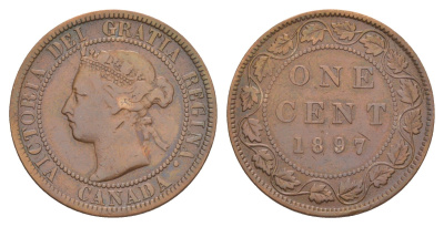 Канада 1 цент 1897 Виктория (1837-1901) KM 7 бронза 4637-132