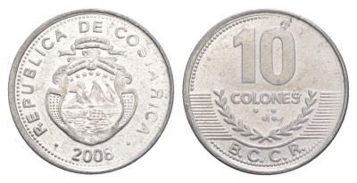 Коста-Рика 10 колонов 2008 KM 228b алюминий UNC 4642-912