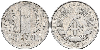 ГДР 1 пфеннииг 1962 A KM 8.1 алюминий 4596-545