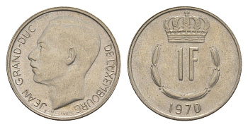 Люксембург 1 франк 1970 Герцог Жан (1964-1999) KM 55 медно-никель 4643-537