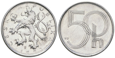 Чехия 50 геллеров 1993 b’ KM 3 алюминий aUNC 4528-448