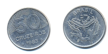 БРАЗИЛИЯ 50 КРУЙЗЕЙРО 1983 KM 594.1 сталь aUNC 51-4813