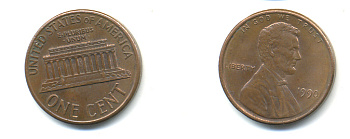 США 1 ЦЕНТ 1990 ЛИНКОЛЬН KM 201b цинк плакированный медью 179-434