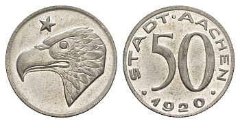 Аахен 50 пфеннигов 1920 Funck 1.13, Men05 70.41, Men18 99.41 железо UNC 4637-1253