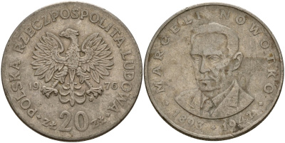 Польша 20 злотых 1976 Марсель Новотко Y 69 медно-никель 4157-116