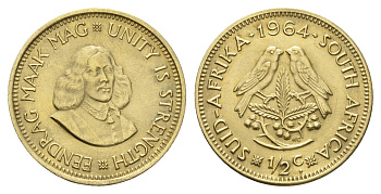 ЮАР 1/2 цента 1964 Ян ван Рибек KM 56 латунь 4114-512