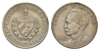 Куба 20 сентаво 1962 Хосе Марти KM 31 медно-никель 4637-1053