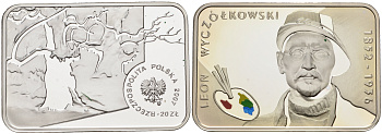 Польша 20 злотых 2007 Польские художники XIX-XX вв. Леон Ян Вычулковский, цветная эмаль KM 891 серебро PROOF 1069-8-12