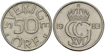 Швеция 50 эре 1983 Карл XVI Густав (1973- ) KM 855 медно-никель 4167-353