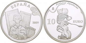 Испания 10 евро 2009 Сальвадор Дали, портрет Пикассо (1925 год) KM 1210 серебро PROOF 11-311-13